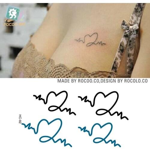 Waterproof Temporary Tattoo Sticker sexy love wave on chest breast tatto stickers flash tatoo fake tattoos for girl women