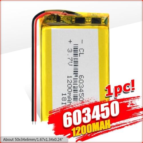 YCDC 3.7v 1200mAh 603450 Lithium Polymer Battery for GPS PSP DVD MP4 mobile video game E-books PAD tablet PC Bluetooth Speaker