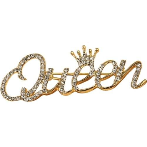 New Creative Letter Queen Brooch In 2021 Halloween Crown Women Brooches Christmas Party Pins Sexy Badge For Girls Light Proof