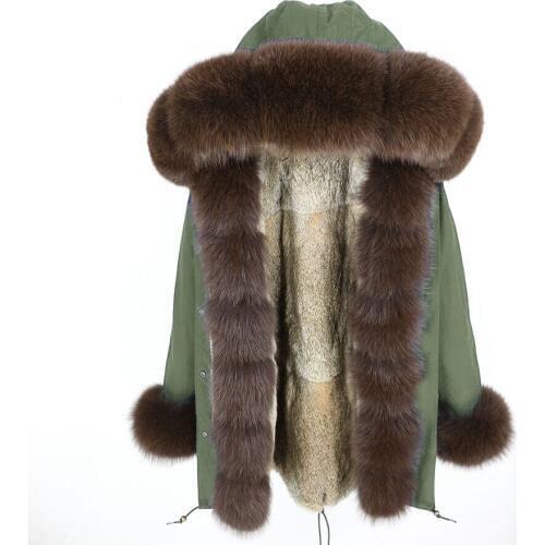 Brand 2020 Real Fox Fur Collar Hood Winter Jacket Women Long Parka Natural Rabbit Fur Liner Thick Warm Parkas Streetwear Luxury