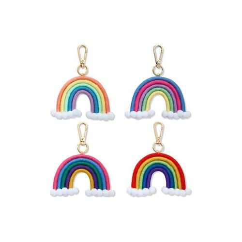Rainbow Pendant Ethnic Weaving Car Wind Keychain Female Cloud Creative Bag Ornament Keychain