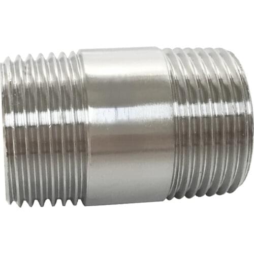 1/8" 1/4" 3/8" 1/2" 3/4" 1" 1-1/4" 1-1/2" 2" BSPT Male Round Nipple Connector 304 Stainless Steel Pipe Fitting Water Gas Oil
