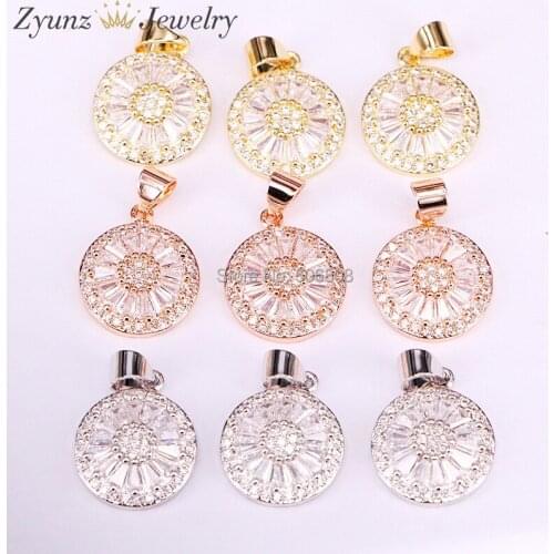 10PCS Fashion CZ Micro Paved Round shape pendant for women making Trendy style jewelry