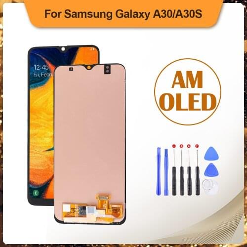 100% OEM For Samsung Galaxy A30 A30S LCD Touch Screen Display OLED Digitizer Assembly Replacement Frame With Gift