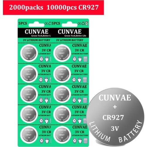 10000pcs CUNVAE 3V CR927 Lithium Button Battery DL927 BR927 BR927-1W CR927-1W ECR927 For Calculator Toys Computers Batteries