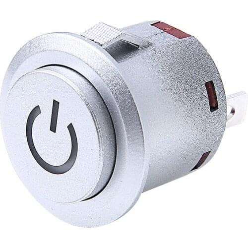 DC 12V 22mm Blue LED Power Button Switch Autolock Power Button Push Button ON/Off Switch Latching 1NO 1NC