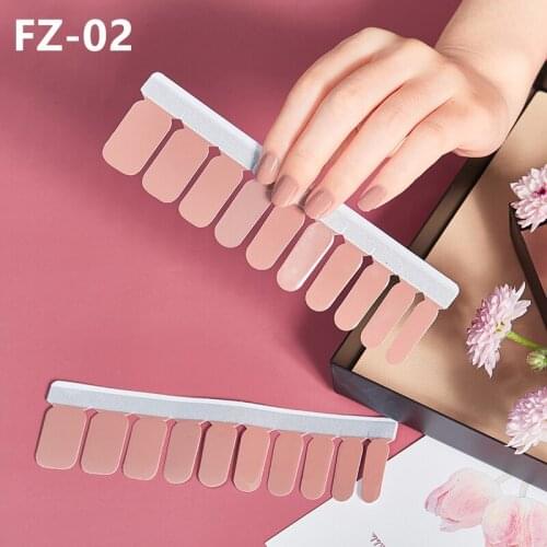20Tips/Sheet French Nail Polish Wraps Pure Color Glitter Nail Art Stickers Full Cover Adhesive Tips Collection Nagel Manicure