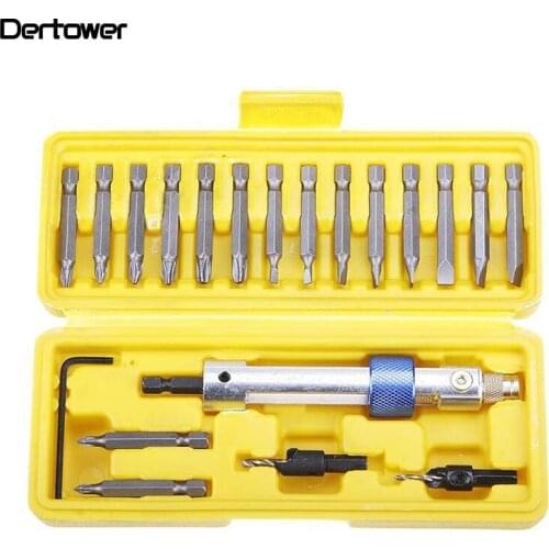 20pcs Swivel Head Drill Driver Bit Set Quick-Change HSS Countersink Drill Driver Bit Screwdriver Drilling Home Tool Set with Box