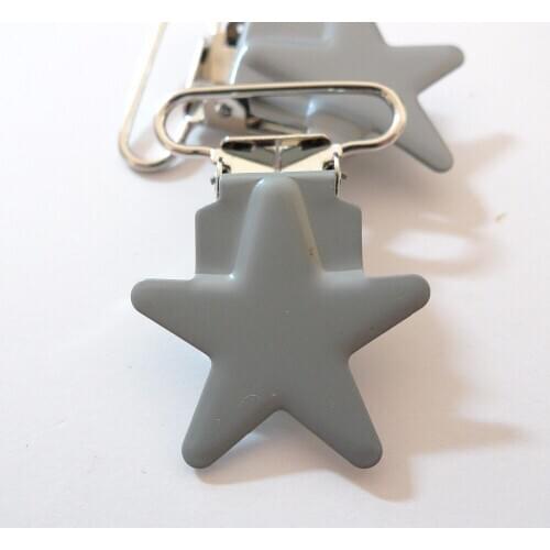25pcs 1'' 25mm #33 GREY COLOR Star Shaped Pacifier Clips
