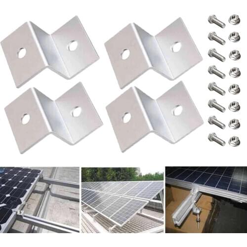 4pcs Z Shape Metal Solar Panel Mounting Brackets 2 Hole with Hardware for RV House Boat Solar System Installation Accessories