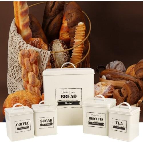 5pcs Metal Iron Airtight Food Storage Container Set Kitchen Pantry Containers, Keep Food Fresh, Dry and Organized