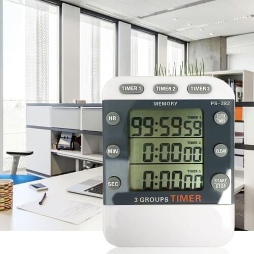 99 Hours 12/24 hour Memory Timer Countdown Reminder 3 Channel Sports Kitchen Timer Count down Timer 3 Groups Timer