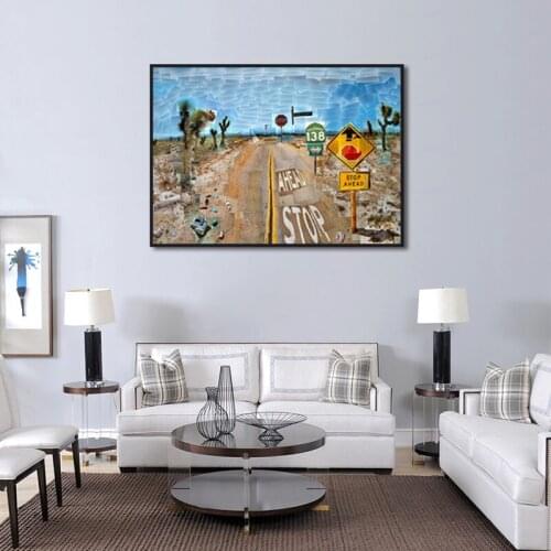 Abstract Stop Ahead Watercolor Canvas Painting Wall Art Landscape Picture Posters Print Craft Living Room Bedroom Decoration