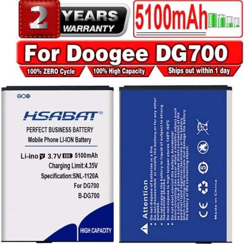 HSABAT New Arrived 5100mAh Battery for Doogee DG700 TITANS2 BDG700 Batteries B-DG700