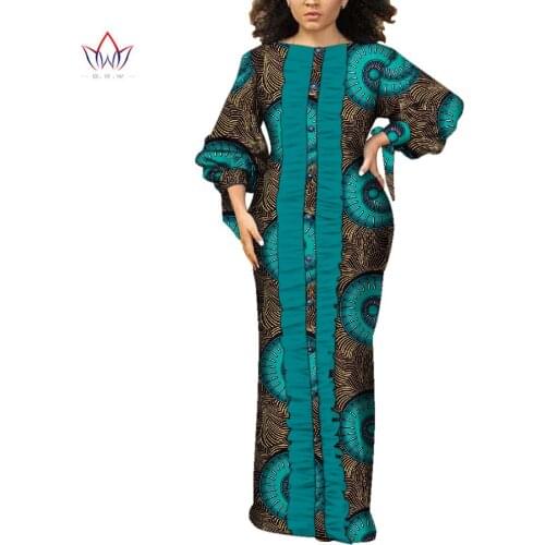 Bintarealwax African-Dresses-for-Women-Plus-Size Dashiki Cotton Wax Traditional African Clothing 7XL Long Party Dress WY9217