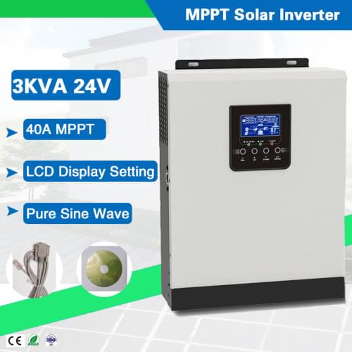 Hybrid Off Grid 3000VA 24VDC 220VAC 110V 220VAC Pure Sine Wave Solar Inverter Build in 50A MPPT Solar Charger Controller