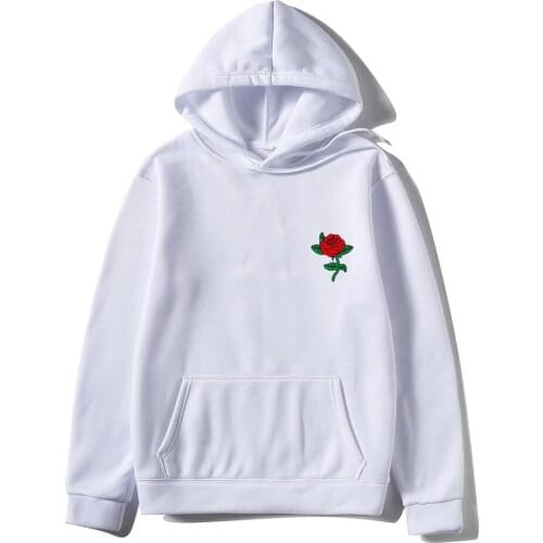 Rose Flower Print Hoodies Tops Pullover Harajuku Hoodie Sweatshirt Men Fashion Streetwear Mens Hoody Hooded Sweatshirt Clothes
