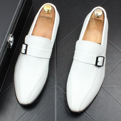 Korean style mens casual buisness office formal dress genuine leather shoes slip-on driving shoe gentleman breathable footwear