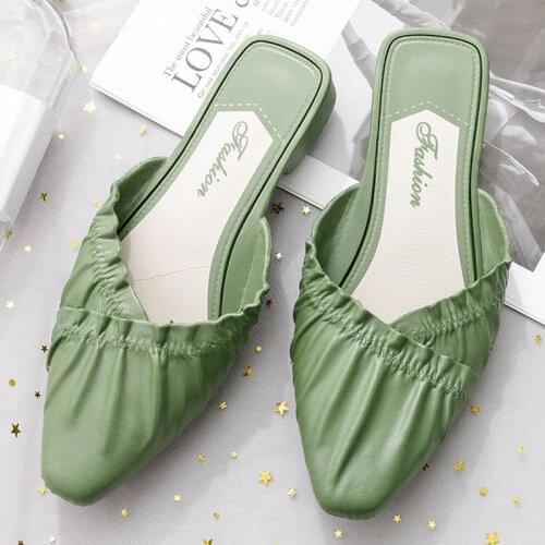 New Girls Mules Shoes Summer Outdoor Womens Toe-Covered PVC Slippers Soft Comfort Elastic Female Leisure Slides