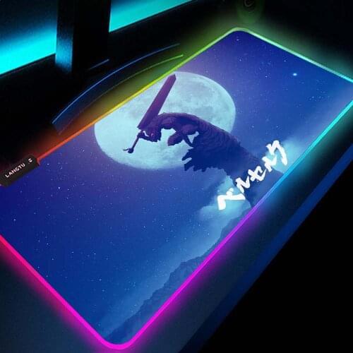 Anime Mat Mouse Pad with Rgb Desk Table Deco Gaming Carpet Gamer Computer Backlit Keyboard Mat Pad on The Table Deskmat