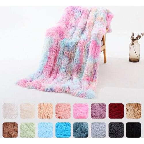 Fluffy Long Plush Throw Blanket Super Soft Double-sided Bedspread Blanket Shaggy Shawl Blanket for Adults Children
