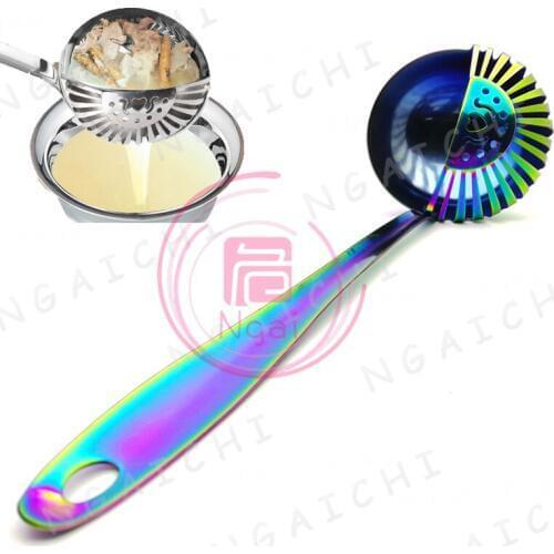 Rainbow Spatula Colander Stainless Steel Skimmer Long Handle Scoop Wall Hanging Hot Pot Scoop Container Kitchen Tools Ladle 1pcs