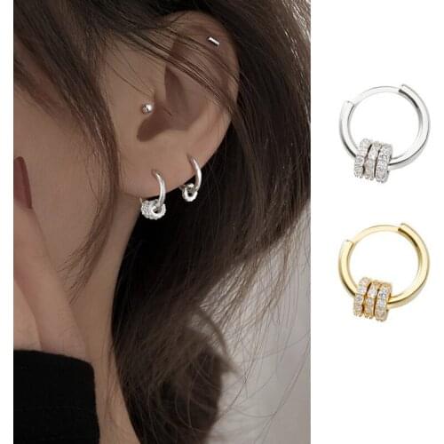 A variety of wearing styles, small circle earrings with diamonds, female earrings, buckle earrings, 2021 new trendy ins style