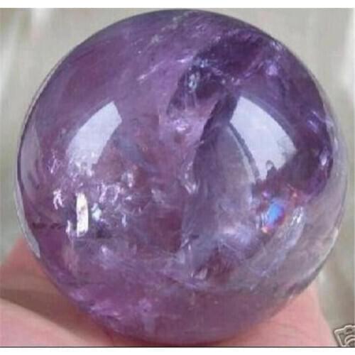 RARE Natural AMETHYST QUARTZ CRYSTAL SPHERE BALL 60MM + STAND
