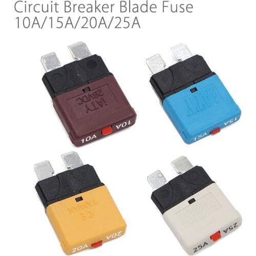 Resettable Circuit Breaker Blade Fuse 10A - 25A 28V For Marine Rally Automotive