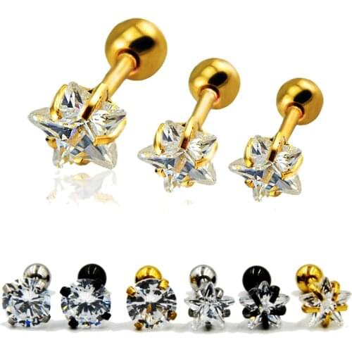 1Pcs Surgical Steel Gem Zircon Ear Tragus Cartilage Earring Body Piercing Jewelry