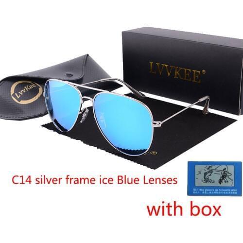 Lvvkee pilot sunglasses men polarized uv400 high quality 2020 brand mirror women driving rays Fashion Sun glasses Vintage blue