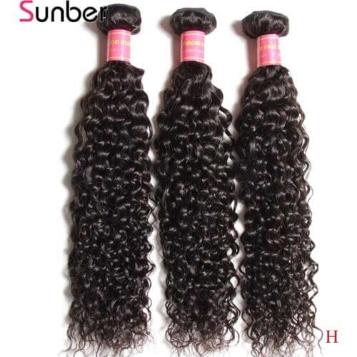 Sunber Brazilian Curly Human Hair Bundles 3 Pcs Lot Natural Color Remy Hair Weave Bundles Double Machine Weft 8-26 inch