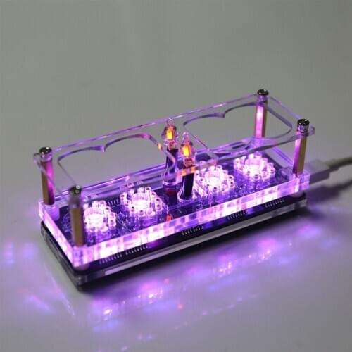 IN-12 Glow Tube Clock Colorful 4 Digits LED Retro Clock Nursery Home Living Room Bedroom Decoration Nixie Clock