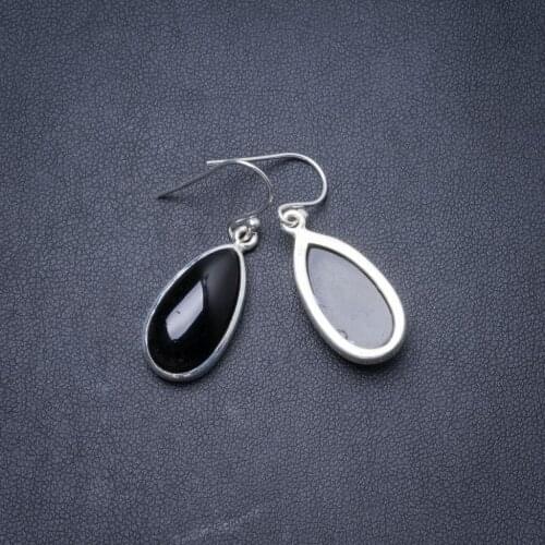 Natural Black Onyx Handmade Unique 925 Sterling Silver Earrings 1.25" Y2912