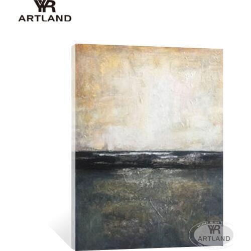 YYR-ARTLAND Nordic simple style gray Hand painted abstract oil painting on canvas wall art picture for living room backdrop