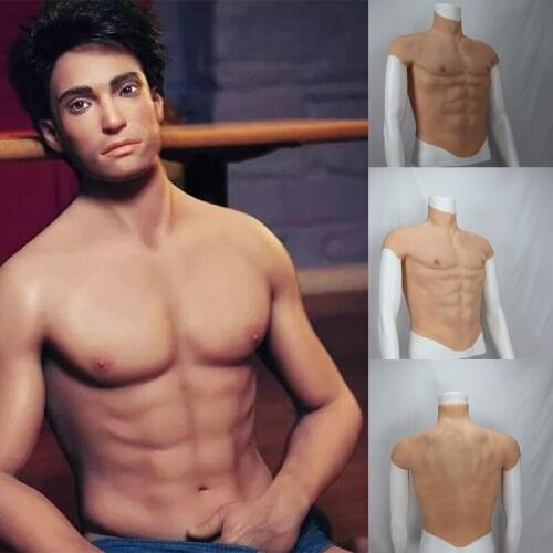 Fake Chest Muscle Belly Macho Soft Silicone Man Artificial Simulation Muscles High Collar Version Cosplay Crossdress 18 Sexshop