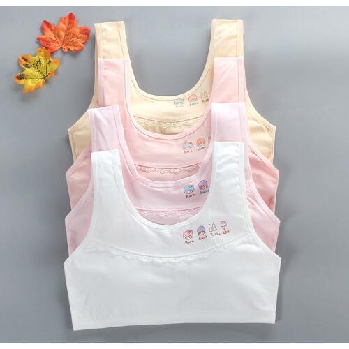 Pure cotton girl vest style bra development junior high school students without steel ring summer sports student underwear
