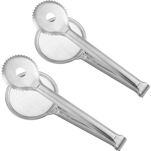 2 Pack 2 in 1 Oil-Frying Filter Spoon Colander Clips Stainless Steel Fine Mesh Oil Strainer Scoop Food Tong