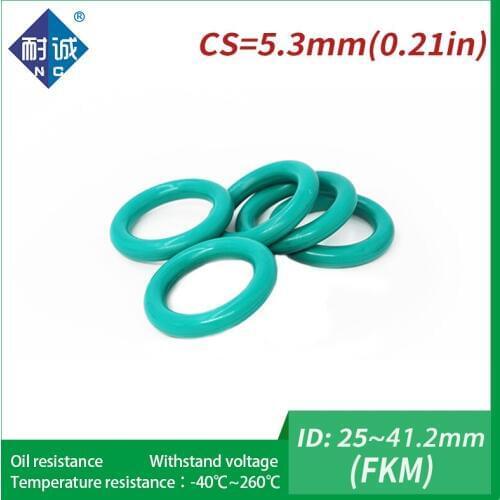 2PC/lot Rubber Ring Green FKM O ring Seals Thickness 5.3mm ID25/27.5/30/32.5/35/37.5/40/41.2mm Rubber O-Rings Fuel Washer