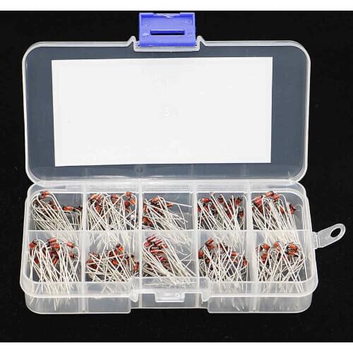 200Pcs 1N4728~1N4737 1W Axial Leads Through Hole Power Diode Assorted Assortment Box Kit Set