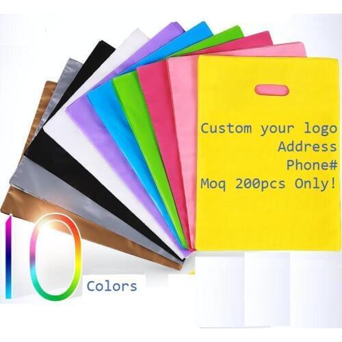 20x26cm Custom Logo Order Accept MOQ Pink Plastic Storage bags with Handle, plastic jewelry pouch Packing Gift Carrier Bags