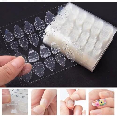 24Pcs Double Sided False Nail Art Adhesive Tape Glue Sticker DIY Tips Fake Nail Acrylic Manicure Gel Fast Pasting Makeup Tool