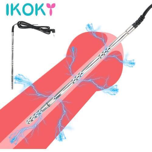 IKOKY Electric Shock Urethral Catheter Sex Toys For Men Stainless Steel Penis Insert Urethra Sound Dilator Penis Plug Chastity