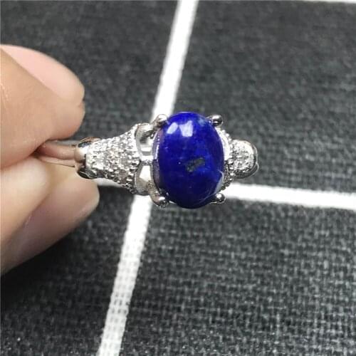 8x6mm Top Natural Royal Blue Lapis Lazuli Ring Jewelry For Woman Lady Man Love Gift Beads Crystal Gemstone Adjustable Ring AAAAA