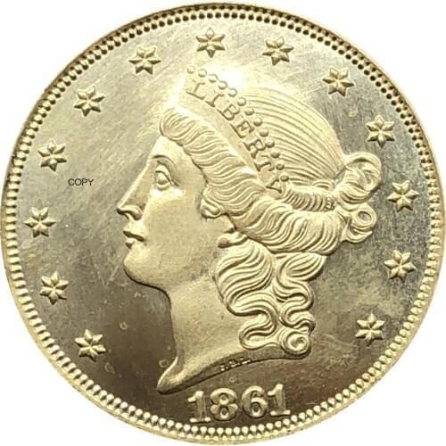 United States America Liberty Head Double Eagle US 1861 1861 O 1861 S Twenty Dollars No Motto Gold Coins Brass Metal Copy Coins