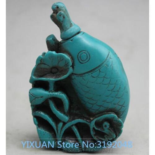 Antique imitation Turquoise snuff bottle handicraft May there be surpluses every year. living room decoration