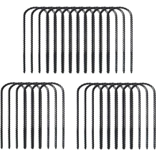 Trampolines Wind Stakes Black Powder Coated Rebar Steel-Heavy Duty U Shape Ground Anchors for Camping Tent-Garden Staple