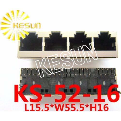 FREE SHIPPING 10PCS x RJ45 5224-8C/1x4 With Shield PCB Modular jack Network socket LAN CONNECTOR plug 4 Port 180degree top-entry
