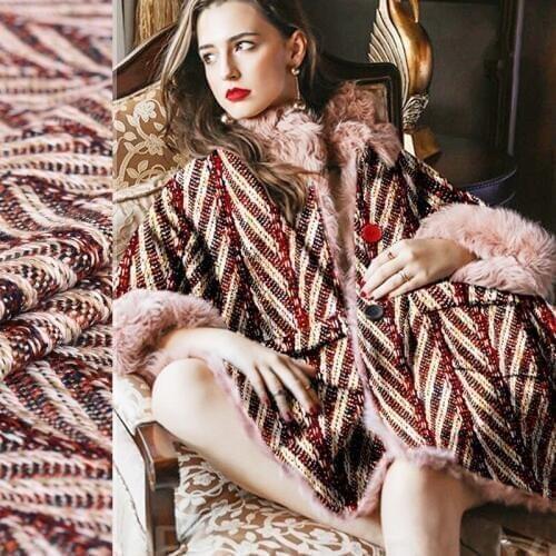 Flashy life customer-supplied Herringbone yarn-dyed jacquard wool fabric for coat christmas tissu au metre telas patchwork tissu