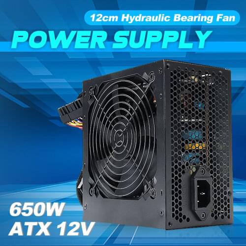 650W 220V PC Power Supply 12cm Hyfraulic Bearing Fan Computer Power Supply for Intel AMD PC 12V ATX SLI PCI-E 24pin Gaming